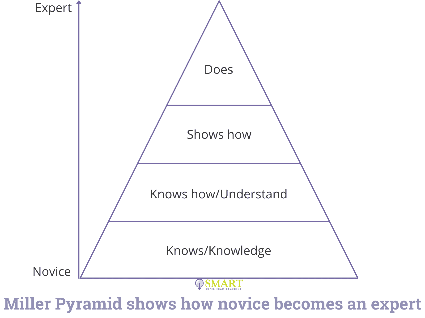 Miller Pyramid shows how novice becomes an expert