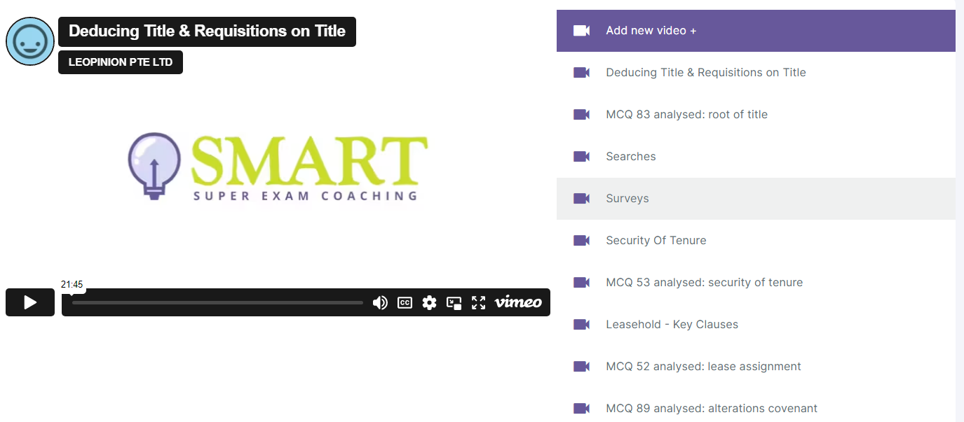 Preparation for SQE1 - an Example of a Recorded Lecture